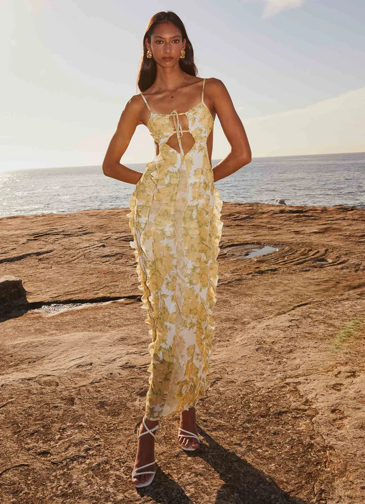 Limoncello Bloom Midi Elbise