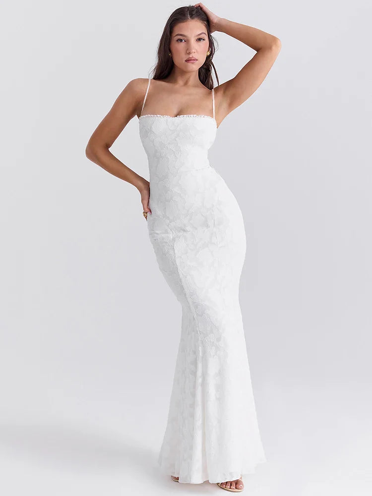 Ivory Bloom Silhouette Uzun Elbise